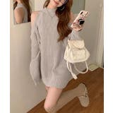 オープンショルダーニットワンピースミニ丈 | SUNSHINE CLOSET | 詳細画像1