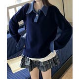 デニム切り替え レイヤード風ニットポロ襟 | SUNSHINE CLOSET | 詳細画像12
