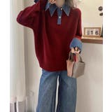 デニム切り替え レイヤード風ニットポロ襟 | SUNSHINE CLOSET | 詳細画像15