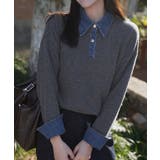 デニム切り替え レイヤード風ニットポロ襟 | SUNSHINE CLOSET | 詳細画像17