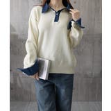 デニム切り替え レイヤード風ニットポロ襟 | SUNSHINE CLOSET | 詳細画像18