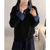 デニム切り替え レイヤード風ニットポロ襟 | SUNSHINE CLOSET | 詳細画像5