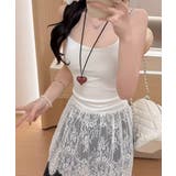 大人可愛い スカラップレースロングキャミ 肩紐調節可能インナーキャミソール | SUNSHINE CLOSET | 詳細画像3