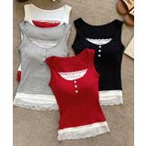 レイヤード風インナー配色 レースタンク 2枚セット風見せキャミタンク | SUNSHINE CLOSET | 詳細画像16 