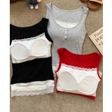 レイヤード風インナー配色 レースタンク 2枚セット風見せキャミタンク | SUNSHINE CLOSET | 詳細画像17 