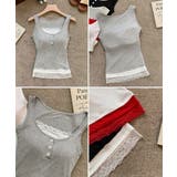 レイヤード風インナー配色 レースタンク 2枚セット風見せキャミタンク | SUNSHINE CLOSET | 詳細画像18 
