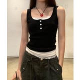 レイヤード風インナー配色 レースタンク 2枚セット風見せキャミタンク | SUNSHINE CLOSET | 詳細画像5 