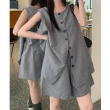 薄手ベスト リネン風短パンセットアップ 涼しげきれいめトップス体型カバー | SUNSHINE CLOSET | 詳細画像19 