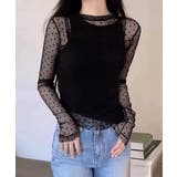 レディース ポルカドットチュールブラウス大人可愛い重ね着 薄手レイヤードインナー… | SUNSHINE CLOSET | 詳細画像1 