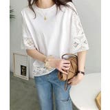 レディースレーストップス 透け感袖カットソーきれいめ 体型カバー | SUNSHINE CLOSET | 詳細画像3 