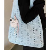 ハート柄クロシェ編みバッグ 大容量ワンショルダーニットバッグ大きめ 韓国風 | SUNSHINE CLOSET | 詳細画像12
