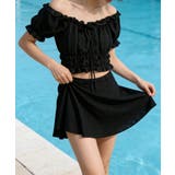 フリルレース水着オフショルダー チラ見え防止インナーパンツ付きスカート 着やせ露… | SUNSHINE CLOSET | 詳細画像1 