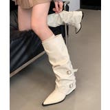 ヴィンテージ調 ポインテッドトゥベルトブーツ美脚見え 韓国風シューズ | SUNSHINE CLOSET | 詳細画像20 