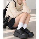 レースアップマニッシュシューズ ラウンドトゥ Uチップレディース黒靴 | SUNSHINE CLOSET | 詳細画像10