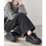レースアップマニッシュシューズ ラウンドトゥ Uチップレディース黒靴 | SUNSHINE CLOSET | 詳細画像6