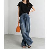 タック入りストレートデニム ハイウエストワイドパンツ韓国風 体型カバージーンズ | SUNSHINE CLOSET | 詳細画像13 