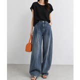 タック入りストレートデニム ハイウエストワイドパンツ韓国風 体型カバージーンズ | SUNSHINE CLOSET | 詳細画像9 