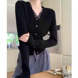 レディース上品ウエストシェイプ長袖トップス 前開きニットセーターコンパクト丈大人… | SUNSHINE CLOSET | 詳細画像1 