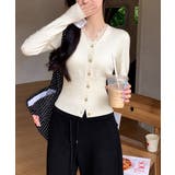 レディース上品ウエストシェイプ長袖トップス 前開きニットセーターコンパクト丈大人… | SUNSHINE CLOSET | 詳細画像4 