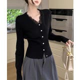 レディース上品ウエストシェイプ長袖トップス 前開きニットセーターコンパクト丈大人… | SUNSHINE CLOSET | 詳細画像7 