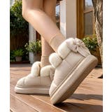もこもこブーツ冬用靴レディース暖かい中綿ブーツラウンドトゥ軽量フラットシューズ韓… | SUNSHINE CLOSET | 詳細画像3 