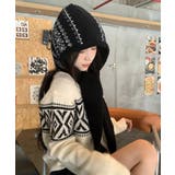 ノルディック柄バラクラバ レトロジャガード柄可愛いニット帽 韓国風暖かい | SUNSHINE CLOSET | 詳細画像5 
