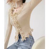 レディース華やかラッフル前開きニットトップスコンパクト丈 大人可愛いセーターショ… | SUNSHINE CLOSET | 詳細画像16 