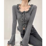 レディース華やかラッフル前開きニットトップスコンパクト丈 大人可愛いセーターショ… | SUNSHINE CLOSET | 詳細画像2 
