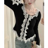 レディース華やかラッフル前開きニットトップスコンパクト丈 大人可愛いセーターショ… | SUNSHINE CLOSET | 詳細画像7 