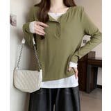 フェイクレイヤードトップス秋服長袖Tシャツレディース大人カジュアル韓国風tops… | SUNSHINE CLOSET | 詳細画像11 