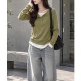 フェイクレイヤードトップス秋服長袖Tシャツレディース大人カジュアル韓国風tops… | SUNSHINE CLOSET | 詳細画像14 