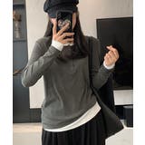フェイクレイヤードトップス秋服長袖Tシャツレディース大人カジュアル韓国風tops… | SUNSHINE CLOSET | 詳細画像16 
