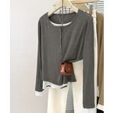 フェイクレイヤードトップス秋服長袖Tシャツレディース大人カジュアル韓国風tops… | SUNSHINE CLOSET | 詳細画像20 