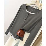 フェイクレイヤードトップス秋服長袖Tシャツレディース大人カジュアル韓国風tops… | SUNSHINE CLOSET | 詳細画像21 