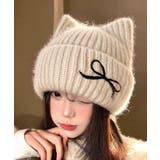 レディース暖かい猫耳ニット帽子 大人可愛い 折り返しニットキャップ | SUNSHINE CLOSET | 詳細画像10
