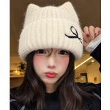 レディース暖かい猫耳ニット帽子 大人可愛い 折り返しニットキャップ | SUNSHINE CLOSET | 詳細画像4