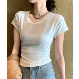 サイドギャザーtシャツ半袖トップス韓国風 | ANGELCLOSET | 詳細画像1