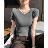 サイドギャザーtシャツ半袖トップス韓国風 | ANGELCLOSET | 詳細画像6