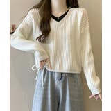 Vネックリブニットトップス 暖かいニット | SUNSHINE CLOSET | 詳細画像2 