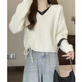Vネックリブニットトップス 暖かいニット | SUNSHINE CLOSET | 詳細画像3 
