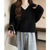 Vネックリブニットトップス 暖かいニット | SUNSHINE CLOSET | 詳細画像7 