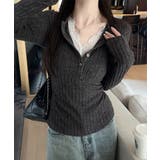 レース付リブニットトップス Vネック長袖 | SUNSHINE CLOSET | 詳細画像2 