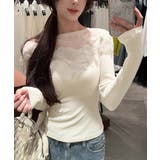 花柄装飾 長袖 リブトップス 韓国風 | ANGELCLOSET | 詳細画像7