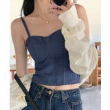 デニム風キャミ ビスチェ バックレース | SUNSHINE CLOSET | 詳細画像1