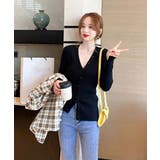 Vネック ボタンリブニット トップス | SUNSHINE CLOSET | 詳細画像4