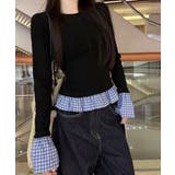 フェイク レイヤード 袖フリル トップス | ANGELCLOSET | 詳細画像1