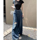 サス付デニムワイドパンツ ハイウエスト | SUNSHINE CLOSET | 詳細画像2 