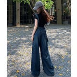 サス付デニムワイドパンツ ハイウエスト | SUNSHINE CLOSET | 詳細画像4 