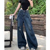 サス付デニムワイドパンツ ハイウエスト | SUNSHINE CLOSET | 詳細画像7 