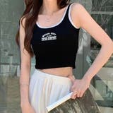 ブラック | カップ付き タンクトップ白黒 レディース | ANGELCLOSET